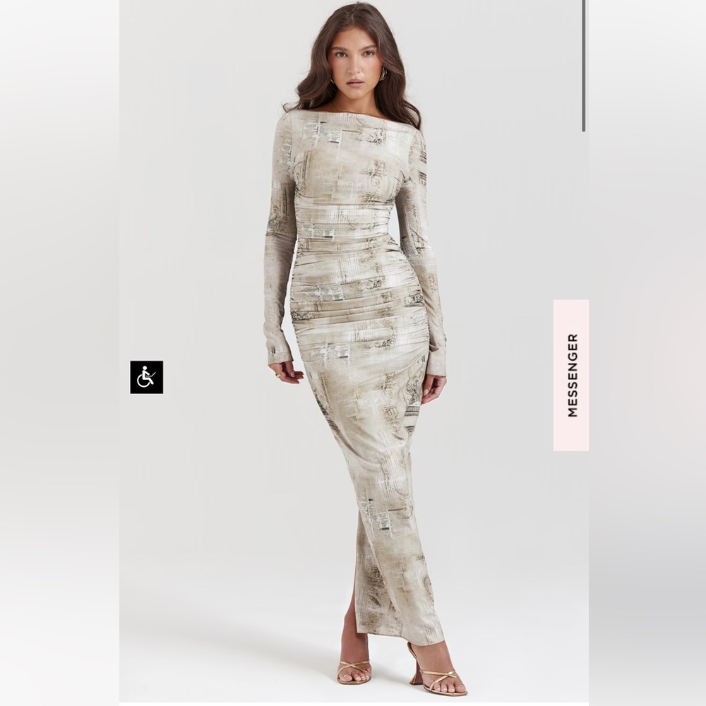 House of CB Lanetta pale sage print maxi dress